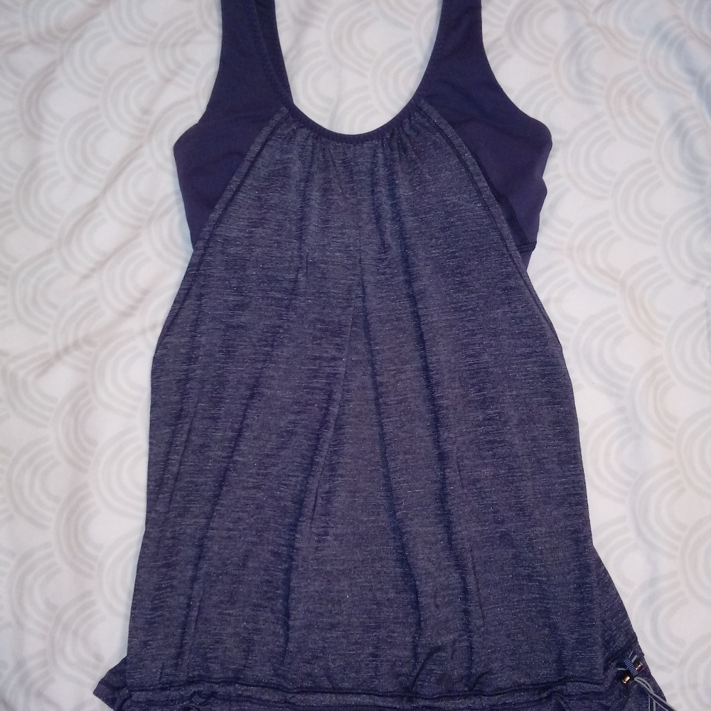 Lululemon Run Times Tank Heathered Cadet Blue Sz 4